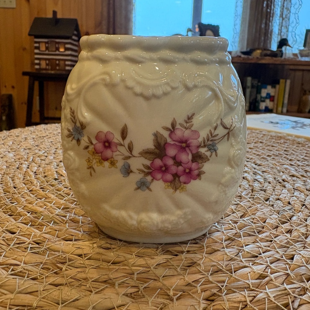 Floral Embossed Ceramic Vase